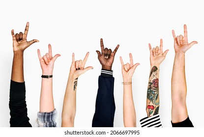 Hands up in the air gesture isolated - Shutterstock ID 2066697995