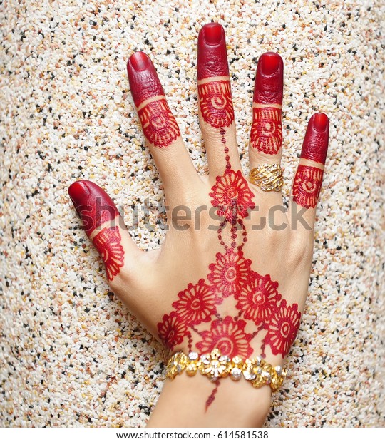Hands Asian Bride Girl Beautiful Henna Stock Photo (Edit Now