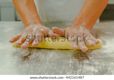 Similar – Image, Stock Photo Loaf-shaped bread dough on the table