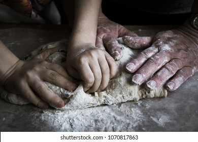 Hands Baking Bread Family