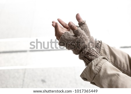 hands of beggar  begging for money