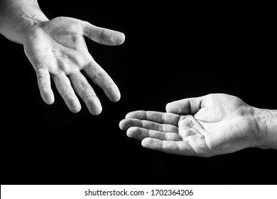 Hands begging for help. Empty hand isolated. Charity symbol gesture background. Man asking for money. Waiting for salvation. God have mercy on us people.