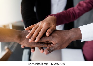 The Hands Of Black People In The Center Hold Each Other To Unite Against Racism In Large Countries. Black Lives Matter.