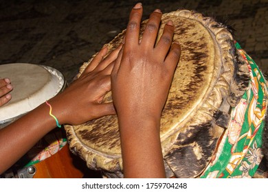 Hands Of A Black Woman Playing The Drum During A Jongo Performance (a Type Of Dance Of African Origin Accompanied By Drums) In Rio De Janeiro.