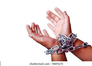 Hands in chain isolated