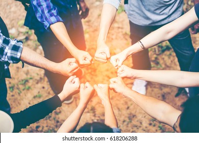 hands in circle as symbol of their partnership and teamwork, we will do the best concept.Business partnership meeting concept.Business teamwork concept.  - Shutterstock ID 618206288