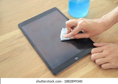 hands cleaning tablet by using alchohol gel before using in daily life for protect and prevent virus and bacteria 