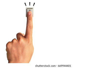 Hands closing the switch