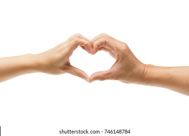Hands of a couple forming a heart shape / Love and Valentine's day concept                              