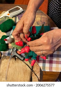 Hands Of An Elderly Woman Doing Crafts. Occupational Therapy