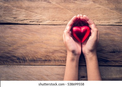 Hands Female Giving Red Heart