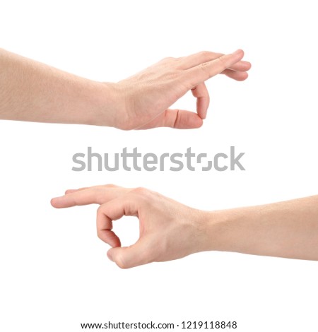 Hands with fillip signs, isolated on white background