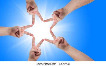 Hands in the form of a star