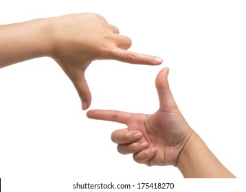 Hands Framing Composition Isolated On White