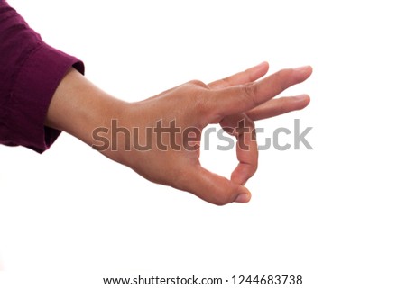 Hands gesture set isolated on white,  Flicking something or OK sign concept with copy space
