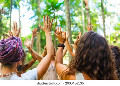 Hands Of A Girl Dancing Ecstatic Dance In The Forest
