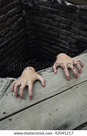 Similar – Image, Stock Photo Child hand reaches through a hole in a concrete wall