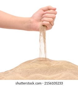 Hands Hold Sand To Sprinkle. Sand Runs Through Hand Like The Times Goes By