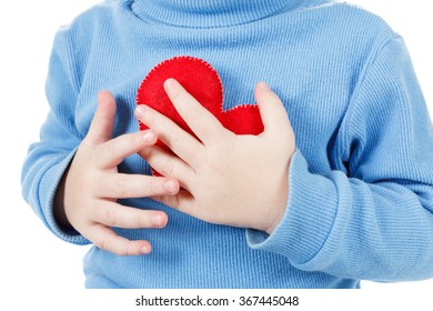 Hands Holding Baby Heart Symbol. Concept Of Love, Health And Care