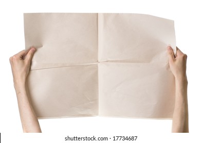 Hands Holding Blank Newspaper