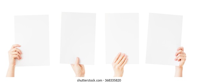 Hands Holding Blank Paper Isolated