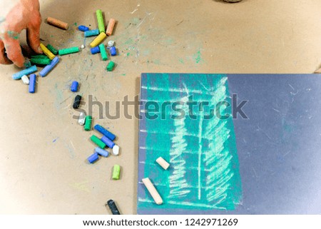 Image, Stock Photo for the lies of neon lights and paper.