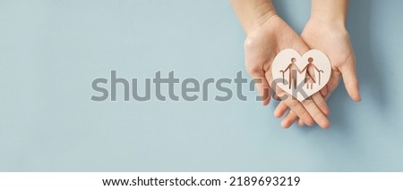 Hands holding elderly couple with walking sticks in heart shape, older people mental health, age care concept