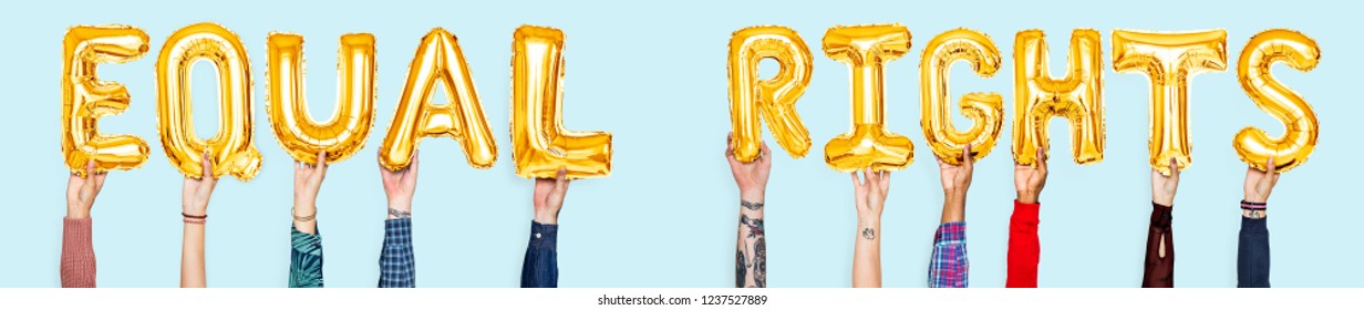 Hands Holding Equal Rights Word Balloon Stock Photo 1237527889 ...