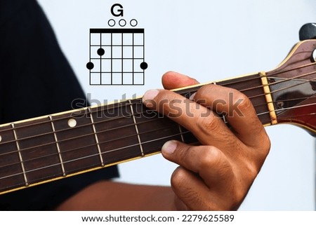 Hands holding guitar chords with basic chords, Guitar Lesson, Finger Chart