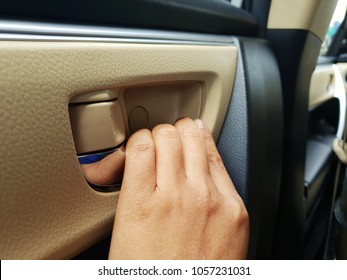 Hands Are Holding Open The Door Of The Car. For A Car To Run Errands.