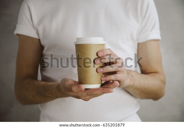 Download Hands Holding Paper Coffee Cup Take Stock Photo Edit Now 635201879