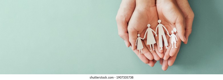 Hands Holding Paper Family Cutout, Family Home, Foster Care, Homeless Support, Social Distancing, World Mental Health Day, Autism Support,homeschooling Education, Lockdown Concept