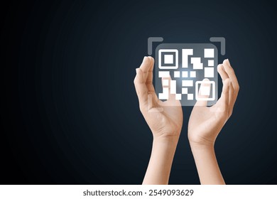 Hands holding a QR code symbol, representing digital access and connectivity.