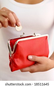 Hands Holding Red Coin Purse