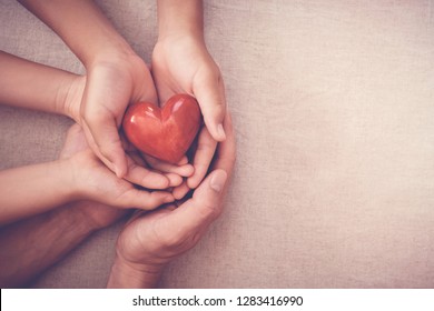 Hands Holding Red Heart, Organ Donation, Happy Volunteer Charity, Wellbeing,family Insurance And CSR Concept, World Heart Day, World Health Day, World Mental Health Day, All Lives Matter, No To Racism