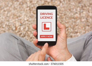 Hands Holding Smartphone With Driving Licence App Mock Up On Screen. All Screen Content Is Designed By Me