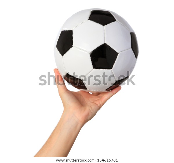 サッカーボールを持つ手 白い背景に の写真素材 今すぐ編集