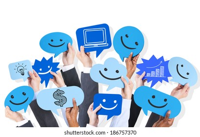 Hands holding social media icons. - Powered by Shutterstock