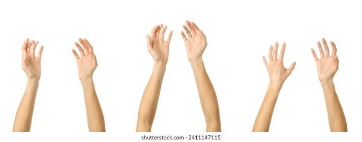 Hands holding something. Multiple images set of female caucasian hand with french manicure showing Hands holding something gesture isolated over white background - Powered by Shutterstock