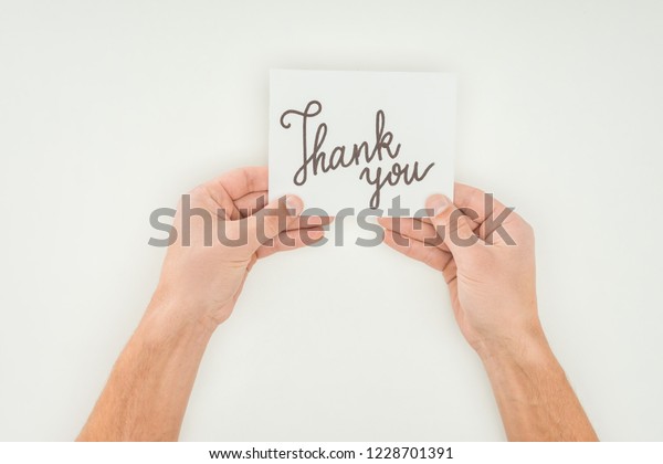 Hands Holding Thank You Lettering On Stock Photo 1228701391 Shutterstock