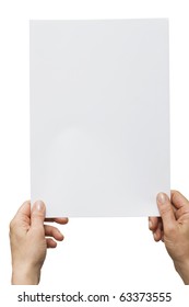 Hands Holding A White Sheet Of Paper