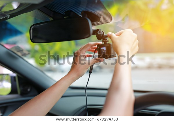 Hands installation front camera car recorder,\
Car DVR Vehicle.