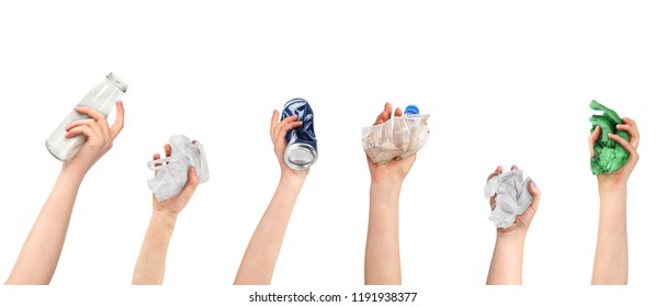 Hands keep garbage on a white background - Powered by Shutterstock