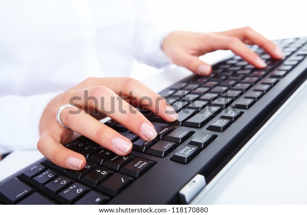 Hands Keyboard Computer Technology Background Stock Photo 118170880 ...