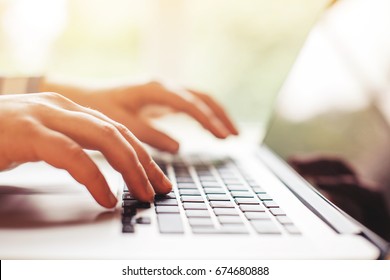 Hands With Laptop Typing