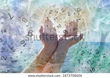 Hands and magic caps with numbers, numerology
 Stock photo © 