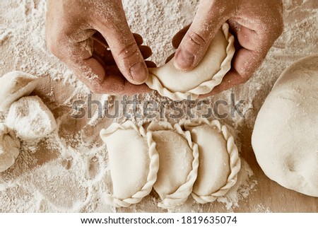 hands make dumplings, hands kneading dough, baker, the Baker's hands, dough, hands in the flour, dumplings, handmade dumplings, ravioli