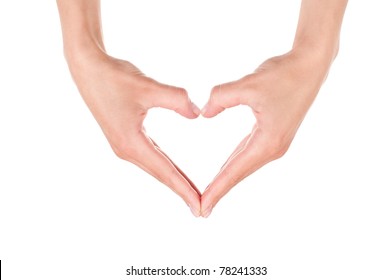 Hands make a heart. Isolated on white background