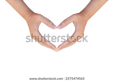  hands making a heart shape on a white isolated background