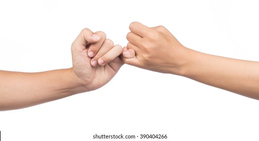 hands making promise as a friendship concept isolated on white background - Shutterstock ID 390404266